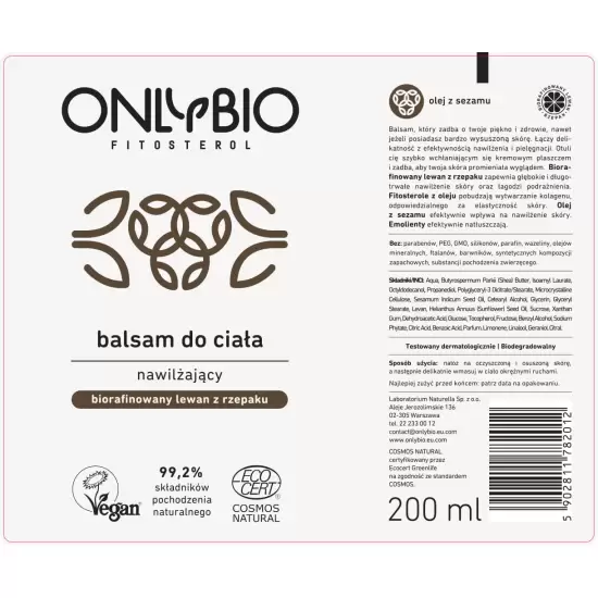 Balsam do ciała hipoalergiczny 200ml - OnlyBio